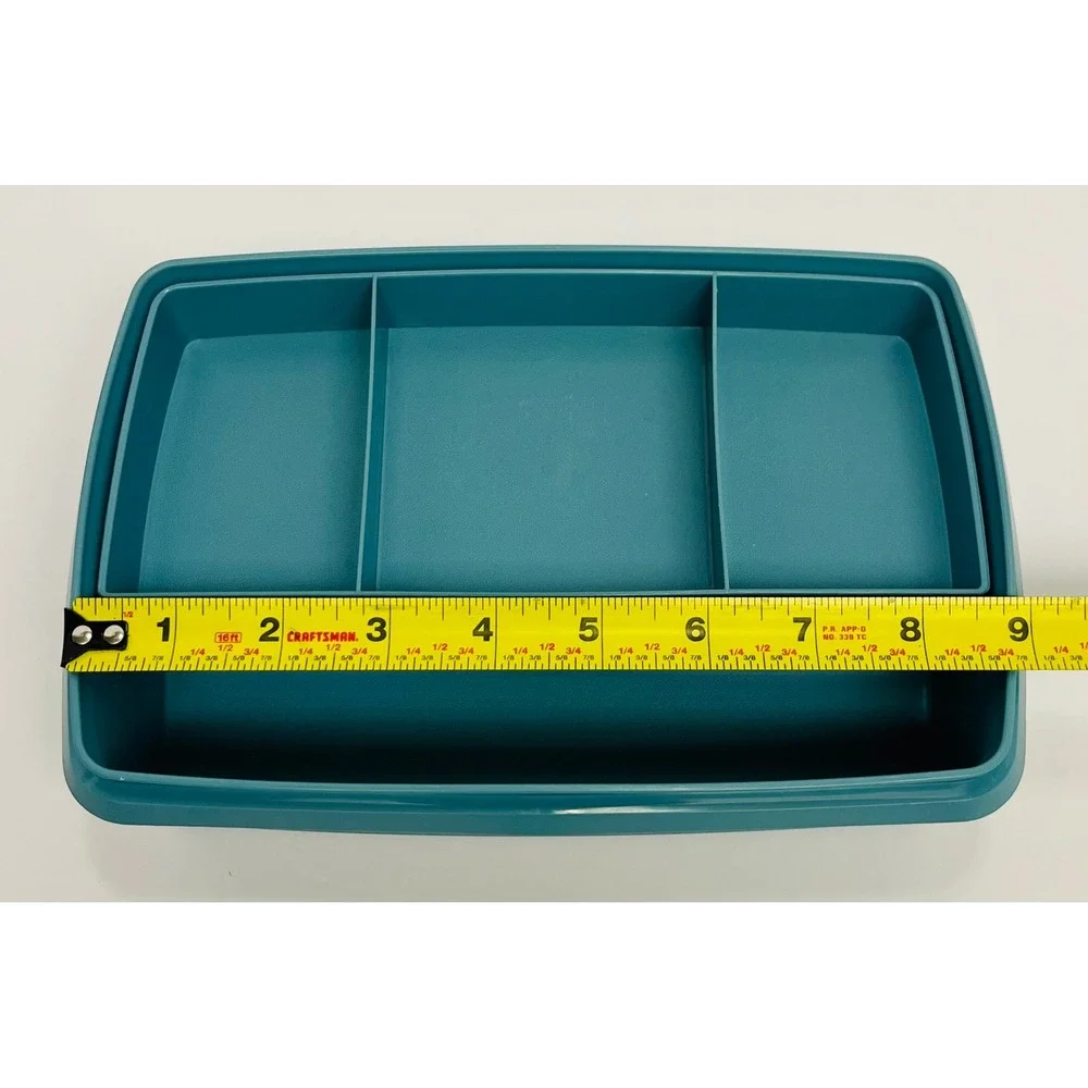 Vintage Tupperware TupperCraft Blue Stow & Go Snack Craft Container 767-2 w Lid